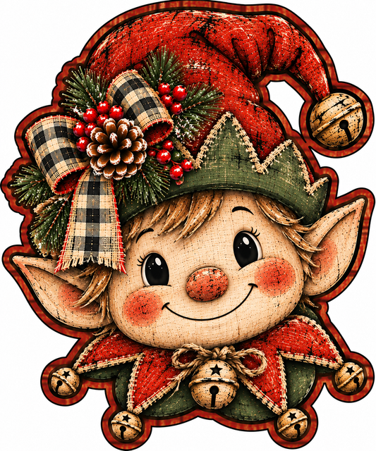 Distressed Elf Door Hanger Christmas Canvas Cut - 16" Winter Canvas for DIY Door Hanger