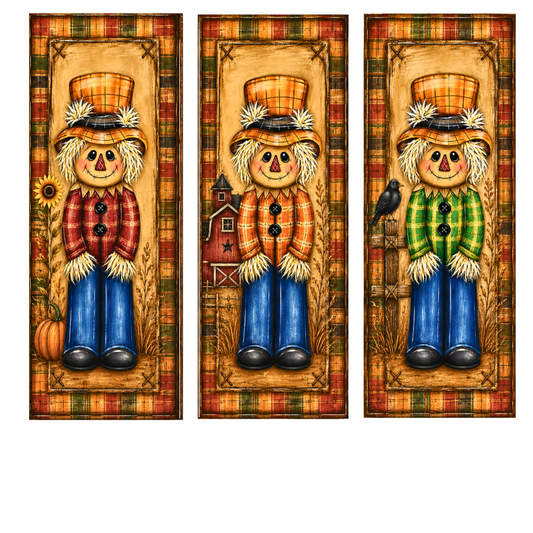 Fall Scarecrow Canvas Bundle  3 7x18" Coordinating DIY Canvas Cuts | Primitive Autumn Pumpkin Designs