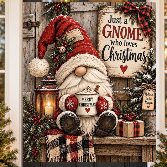 Just a Gnome Who Loves Christmas - Gnome Print - Winter Decor